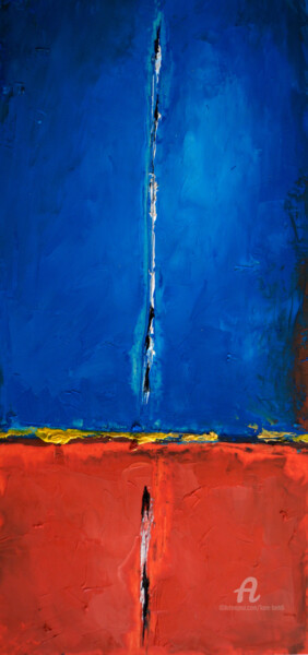 Картина под названием "Double incision II" - Kam Bendi, Подлинное произведение искусства, Масло