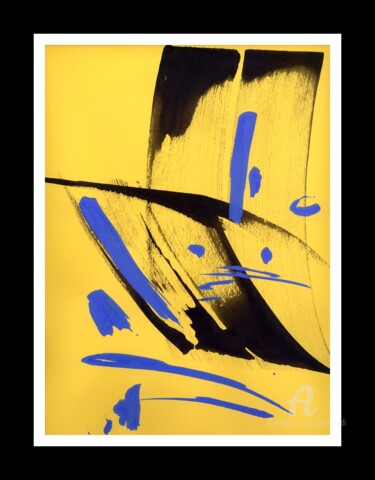 Painting titled "Calligraphie abstra…" by Kam Bendi, Original Artwork, Other