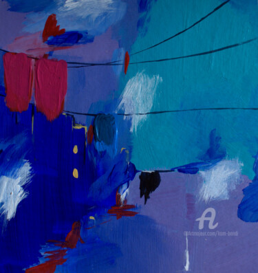 「Aurore bleue」というタイトルの絵画 Kam Bendiによって, オリジナルのアートワーク, アクリル 段ボールにマウント