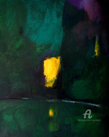 Peinture intitulée "Percée lumineuse" par Kam Bendi, Œuvre d'art originale, Acrylique Monté sur Carton