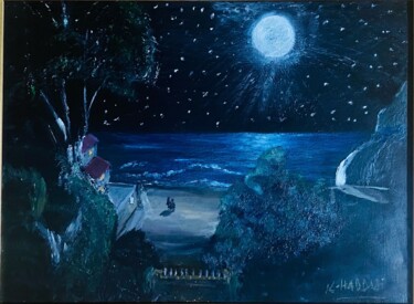 Pintura titulada "Clair de Lune" por Kamal Baxter, Obra de arte original, Oleo