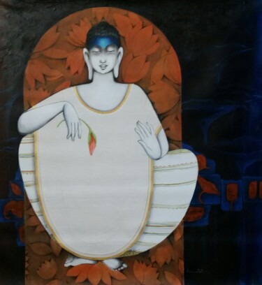 Painting titled "Budha" by Kamal Devnatha, Original Artwork, Acrylic