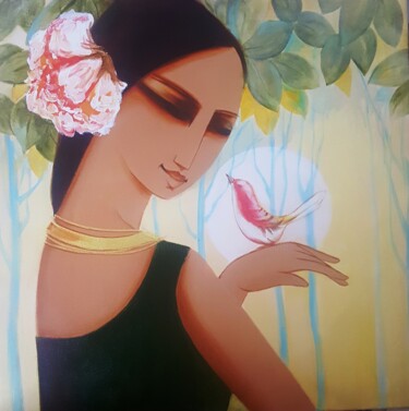 Painting titled "Naayikaa" by Kamal Devnatha, Original Artwork, Acrylic