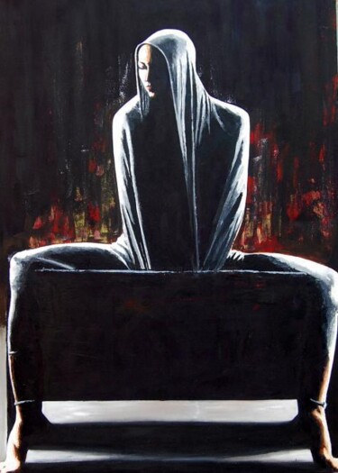 Painting titled "Awaiting oil/canvas" by Kamal Devnatha, Original Artwork