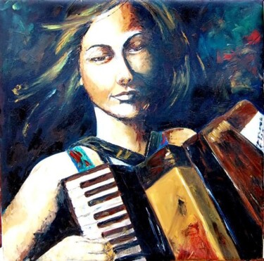 Painting titled "music 3 oil/canvas…" by Kamal Devnatha, Original Artwork