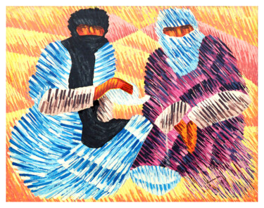 Pittura intitolato "“Parfum du désert”" da Kamba Mukeke, Opera d'arte originale, Acrilico Montato su Telaio per barella in l…