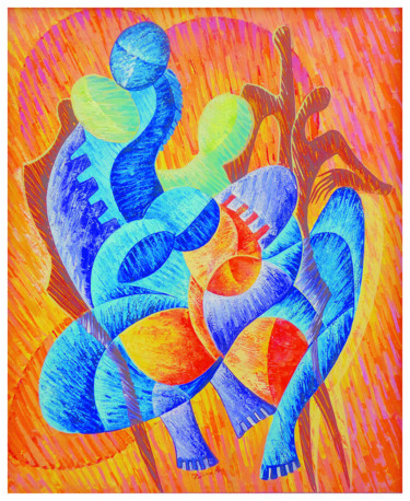 Картина под названием "“Métamorphose”" - Kamba Mukeke, Подлинное произведение искусства, Акрил Установлен на Деревянная рама…