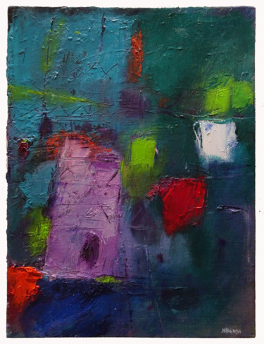 Mansoura Painting titled "Mansoura" by Kam Bendi, Original Art, Oil Mounted on Cardboard