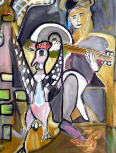 Painting titled "Section of " Music…" by Kambiz Sharifpour, Original Artwork, Oil Mounted on Wood Stretcher frame