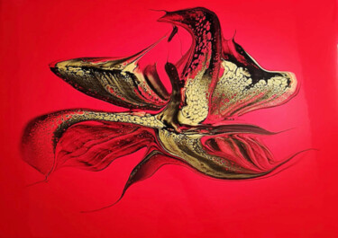 Peinture intitulée "RED INTUITION ( Toi…" par Kamel Fettous (L’Atelier Pouring), Œuvre d'art originale, Acrylique Monté sur…
