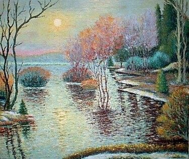 Ζωγραφική με τίτλο "Lac sous soleil tam…" από Kamel Rekibi, Αυθεντικά έργα τέχνης
