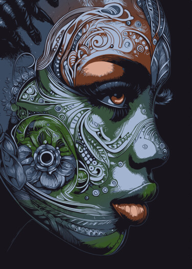 Digital Arts titled "Pretty Face" by Kamelyon, Original Artwork, Digital Painting