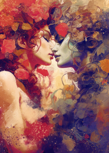 Digital Arts titled "First Kiss" by Kamelyon, Original Artwork, Digital Painting