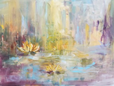 Peinture intitulée "water flower" par Kamila Kretus, Œuvre d'art originale, Huile