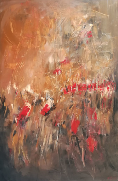 Malerei mit dem Titel "flame4" von Kamila Kretus, Original-Kunstwerk, Öl