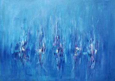 Peinture intitulée "azure depth" par Kamila Kretus, Œuvre d'art originale, Huile