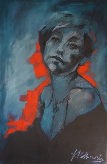 Malerei mit dem Titel "Blue" von Kamila Matkowska, Original-Kunstwerk, Acryl
