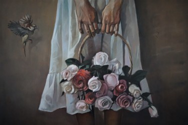 Painting titled "a gift" by Kamila Matkowska, Original Artwork, Oil