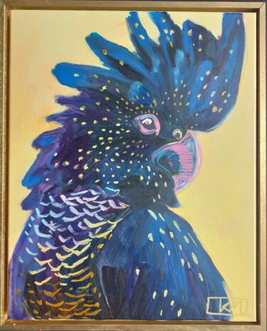 Pintura titulada "Black parrot" por Kamila Matkowska, Obra de arte original, Acrílico Montado en Bastidor de camilla de made…