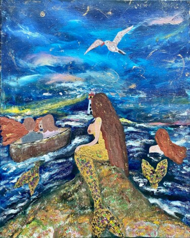 Painting titled "The Sirens" by Kamila Polak, Original Artwork, Acrylic