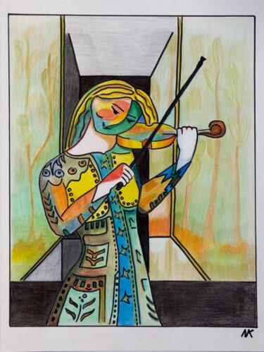Pittura intitolato "Не Пикассо" da Kamila Sidikova, Opera d'arte originale, Gesso