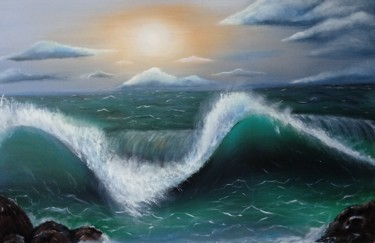 Painting titled "Morze" by Kamila Maja Doszczeczko, Original Artwork, Acrylic