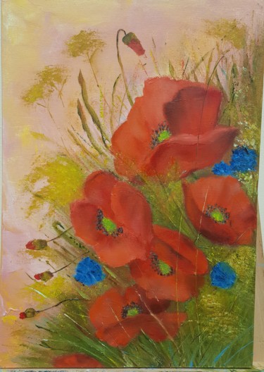 Картина под названием "Poppies" - Kamilia, Подлинное произведение искусства, Масло