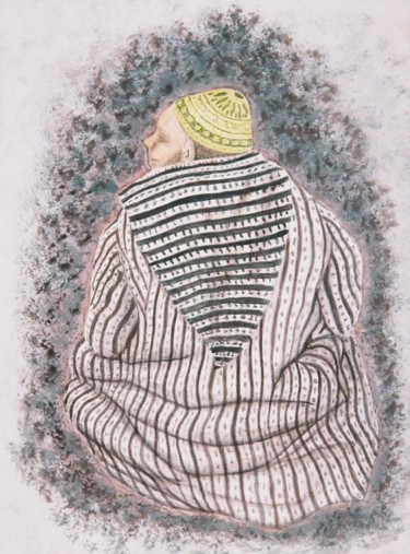 Peinture intitulée "homme au jallaba-aq…" par Kamilion, Œuvre d'art originale