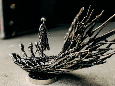 Sculpture titled "Lost Girl" by Kamil Zaitz, Original Artwork, Metals