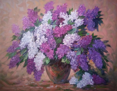 Картина под названием "Lilacs-1 (100x80cm,…" - Kamo Atoyan, Подлинное произведение искусства, Масло Установлен на Деревянная…