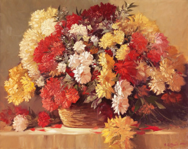 Картина под названием "Wild flowers (100x8…" - Kamo Atoyan, Подлинное произведение искусства, Масло Установлен на Деревянная…