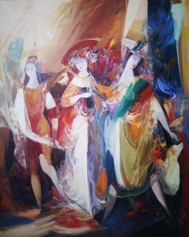Painting titled "The Princess (100x8…" by Kamo Atoyan, Original Artwork, Oil Mounted on Wood Stretcher frame