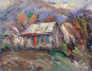Peinture intitulée "Alone house (70x90c…" par Kamo Atoyan, Œuvre d'art originale, Huile Monté sur Châssis en bois
