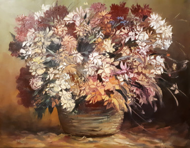 Schilderij getiteld "Abstract flowers-2…" door Kamo Atoyan, Origineel Kunstwerk, Olie Gemonteerd op Frame voor houten branca…
