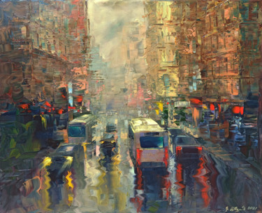 Painting titled "After rain (60x70cm…" by Kamo Atoyan, Original Artwork, Oil Mounted on Wood Stretcher frame