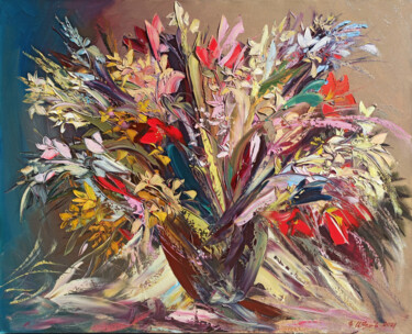 Картина под названием "Colorful abstract f…" - Kamo Atoyan, Подлинное произведение искусства, Масло Установлен на Деревянная…