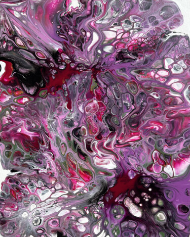 Painting titled "Magenta Maelstrom" by Kamo Atoyan, Original Artwork, Oil Mounted on Wood Stretcher frame