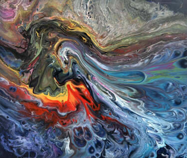 Painting titled "Whirlpool of Colors" by Kamo Atoyan, Original Artwork, Oil Mounted on Wood Stretcher frame