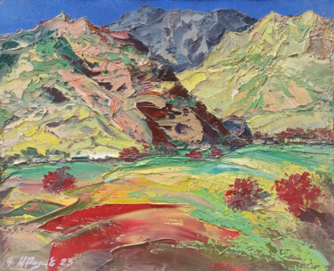 Malarstwo zatytułowany „Colorful Landscape…” autorstwa Kamo Atoyan, Oryginalna praca, Olej Zamontowany na Drewniana rama nos…