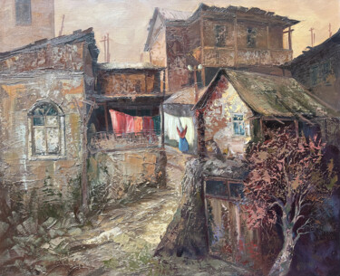 Painting titled "Quaint Charm of Rur…" by Kamo Atoyan, Original Artwork, Oil Mounted on Wood Stretcher frame