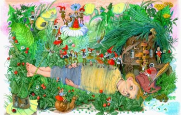 Картина под названием "Finnish fairytale" - Kamolla, Подлинное произведение искусства, Масло