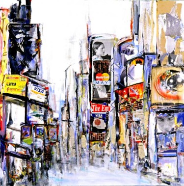 Painting titled "snow time's square" by Kamra, Original Artwork