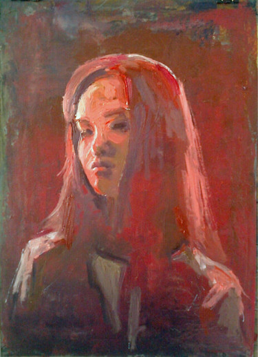 Painting titled "Portrait(oil painti…" by Kamsar Ohanyan, Original Artwork, Oil