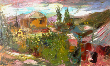 Pittura intitolato "Landscape(oil paint…" da Kamsar Ohanyan, Opera d'arte originale, Olio