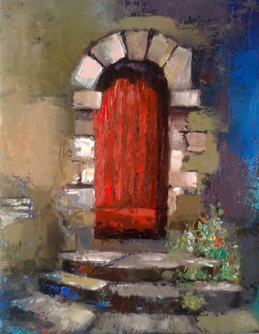 Картина под названием "Door(24x30cm, oil p…" - Kamsar Ohanyan, Подлинное произведение искусства, Масло