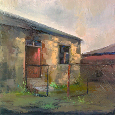 Картина под названием "Village(40x40sm, oi…" - Kamsar Ohanyan, Подлинное произведение искусства, Масло