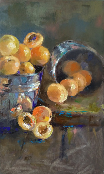 Painting titled "Still life - Aprico…" by Kamsar Ohanyan, Original Artwork, Oil