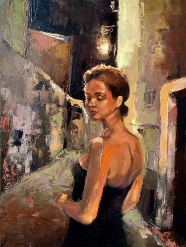 Painting titled "Beauty in the night…" by Kamsar Ohanyan, Original Artwork, Oil