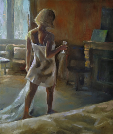 Painting titled "Tender morning 50x6…" by Kamsar Ohanyan, Original Artwork, Oil Mounted on Wood Stretcher frame