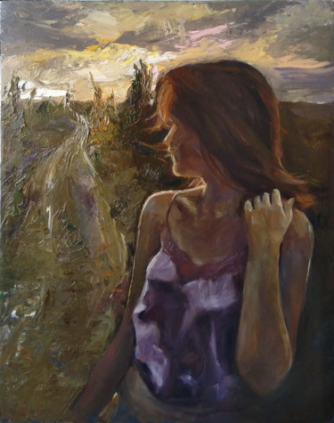Painting titled "Summer wind 50x40cm…" by Kamsar Ohanyan, Original Artwork, Oil Mounted on Wood Stretcher frame
